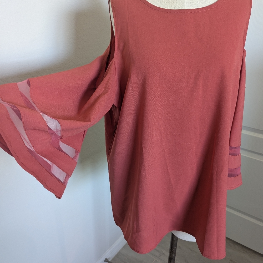 Women's Salmon Cold Shoulder Top